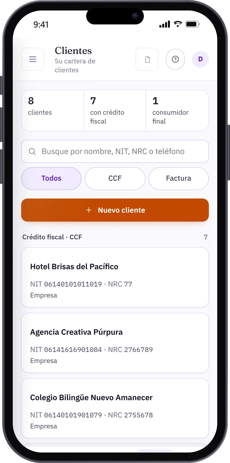 Cartera de clientes en el celular